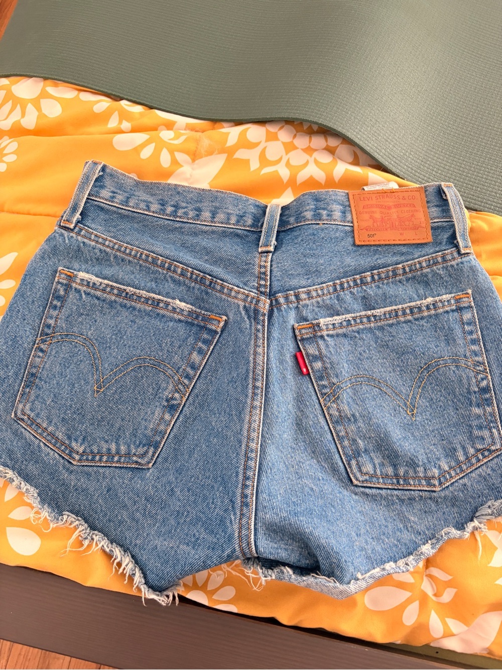 Levi's Light Blue Frayed-Hem Denim Cutoff Shorts